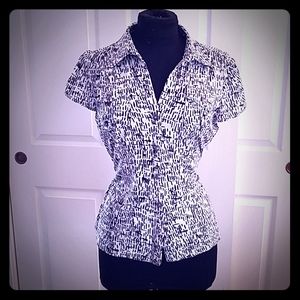 Black and white button up blouse